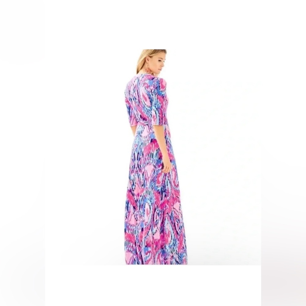 LILLY PULITZER MARVISTA
WRAP MAXI DRESS In  MULTI FREE
SPIRIT Print Size Medium. - Picture 2 of 9